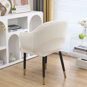 Stretchy textured dining chair cover in beige, anti-slip slipcover for home kitchen or office use