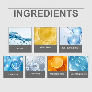 Infografica sugli ingredienti del siero viso alla vitamina C con componenti attivi.