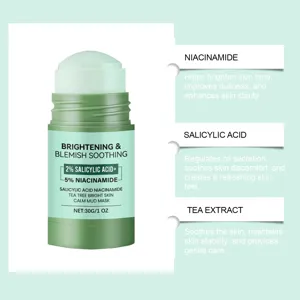 Stick mascarilla barro ácido salicílico árbol té para limpieza poros, control grasa y cuidado.