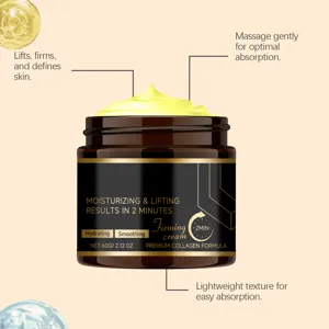 Detailed close-up view of the firming and moisturizing face cream jar showing rich collagen formula.