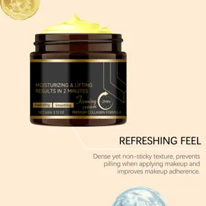Facial moisturizing firming cream detail showing texture, 60g collagen hydrating skincare.