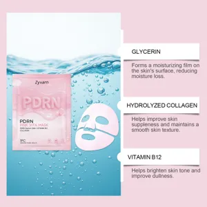 Dettaglio della maschera viso Zyvarn con Pdrn, collagene e vitamina B12 per la cura pelle.