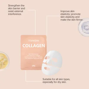 Mascarilla facial hidratante de colágeno Viareline con niacinamida para el cuidado.