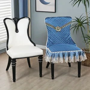 Fodera per sedia da pranzo trapuntata di lusso con elegante pizzo, spessa ed elastica.