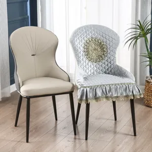Fodera per sedia da pranzo trapuntata di lusso con pizzo elegante e ricamo, vestibilità elastica.