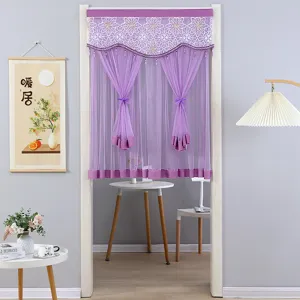 Purple lace door curtain half curtain bedroom mesh partition curtain elegant room decor