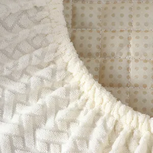 Detailed view of thick elastic chair cover fabric, showing soft texture and stretchable design.