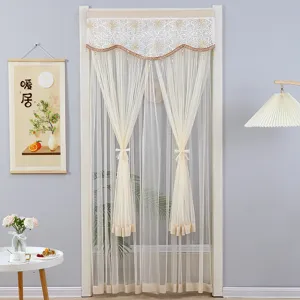 Lace door curtain half curtain bedroom mesh partition curtain anti-mosquito privacy beige style