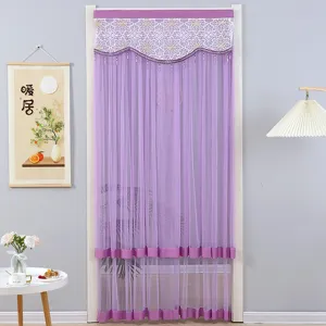 Purple lace door curtain half curtain bedroom partition mesh curtain elegant home decor style.