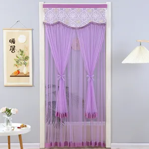 Purple lace door curtain half curtain partition for bedroom home privacy anti mosquito mesh net