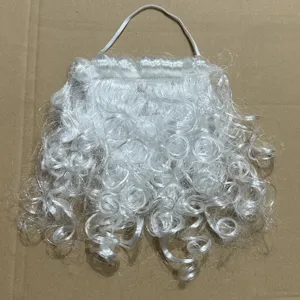 Barba di Babbo Natale Finta Barba Bianca Riccia Per Decorazione Festa di Natale Spettacolo Con Cinturino Elastico