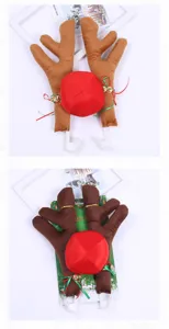 Plush Christmas reindeer antler and red nose car decoration kit with bells.