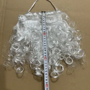 Misurazione dettagliata della barba finta bianca riccia di Babbo Natale lunga 30 cm