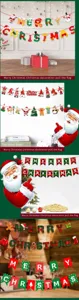 Ensemble de guirlandes de bannières de Noël en papier pour décorations murales de fête