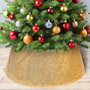 Collar de Árbol de Navidad de Lentejuelas Brillantes Cubierta de Base de Falda de Árbol de Peluche para Decoración de Fiesta Navidad