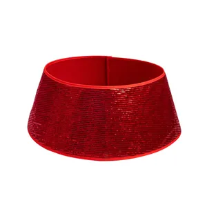 Falda de collar de árbol de Navidad con lentejuelas rojas para decoración hogar