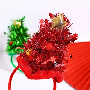 Cerchietto natalizio rosso a forma di albero con stelle per feste