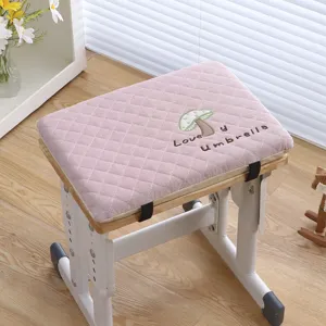 Thickened student seat cushion memory foam rectangular chair pad with cute mushroom embroidery.