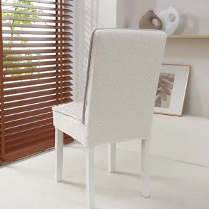 Housse de chaise de salle à manger tissée blanche housse de protection extensible