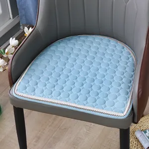 Coussin de chaise en fer à cheval pour bureau, coussin d'assise bleu doux et confortable.
