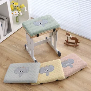 Thickened student chair cushion with elephant pattern, memory foam seat pad for comfort.