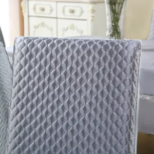 Housse de chaise de salle à manger matelassée grise motif losanges épaisseur antidérapant
