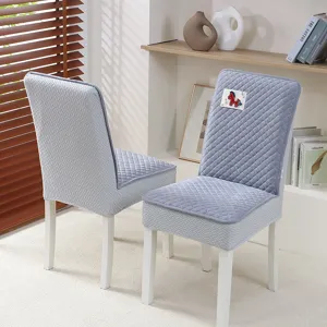 Housse de chaise de salle à manger matelassée, housse rembourrée douce pour cuisine, gris.