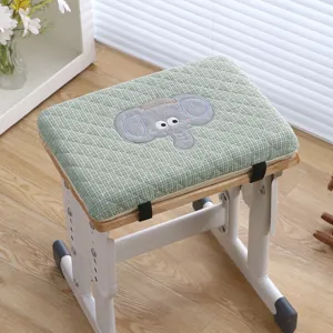 Student stool cushion thick rectangular memory foam cute elephant green plaid seat pad