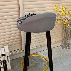 Housse de chaise incurvée gris dossier bas tabouret de bar coussin protecteur