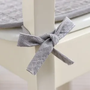 Thick chair cushion tie detail grey fabric seat pad modern dining chair non-slip accessory