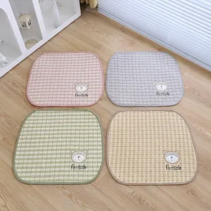 Thickened embroidered chair cushion set for office and home, non-slip design, four colors.
