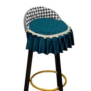 Housse de tabouret de bar matelassée, coussin de chaise ergonomique motif pied-de-poule.