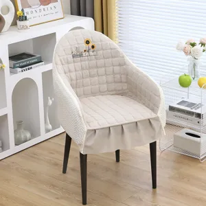 Fodera per sedia da pranzo elastica addensata con ricamo di girasole design beige