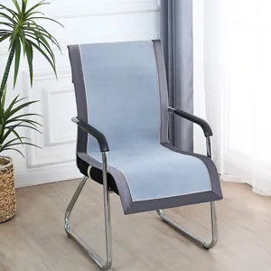 Coussin de chaise de bureau bleu avec dossier, tapis respirant pour une assise confortable.