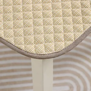 Thickened checkered chair cushion detail view, soft quilted seat pad for home office