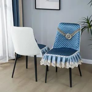 Quilted dining chair cover slipcover with lace ruffle, universal fit, furniture protector.