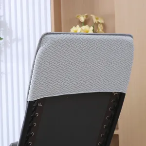 Grey textured rocking chair backrest cover, breathable fabric slipcover for home office chair.
