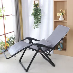Ergonomic Foldable Recliner Chair with Grey Cushion for Home Office Indoor Comfortable Rest