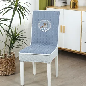 Fodera trapuntata per sedia da pranzo moderna e minimalista con ricamo di cervo, spessa.