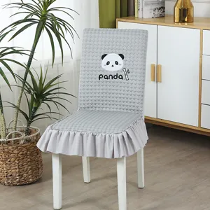 Fundas para Sillas de Comedor de Seda de Hielo Patrón de Oso de Dibujos Animados para Cocina Hogar