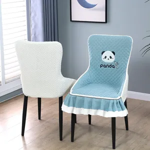 Housse de chaise de salle a manger matelassure bleu blanc avec beau motif de panda