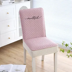 Housse de chaise de salle à manger matelassée rose antidérapante pour maison et bureau