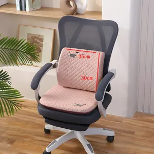 Ensemble coussin de chaise de bureau et soutien lombaire rose a motif de broderie mignon.