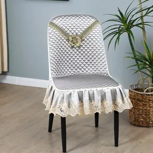 Silver quilted dining chair cover slipcover luxury home seat cushion protection universal