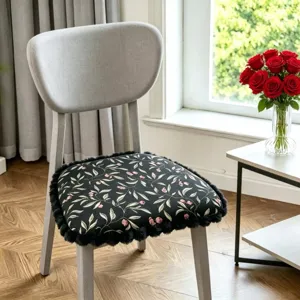 Memory foam chair cushion with floral print and plush border for office or dining room use.