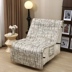 Housse de canapé en soie glacée, motif à carreaux style crème, tissu antidérapant été.