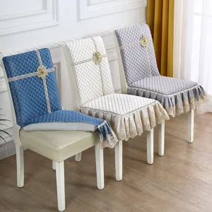 Housse de Chaise de Salle à Manger Quiltée Unie Minimaliste Antidérapante Anti-poussière Housse de Protection pour Maison Cuisine
