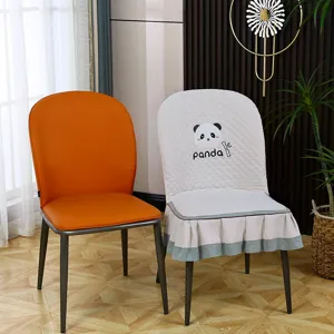 Housse de chaise de salle à manger panda matelassée avec jupe, protection de dossier