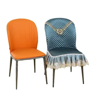 Housse de chaise de salle à manger incurvée de luxe matelassée dentelle protecteur de siège