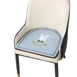 Coussin de chaise de salle à manger matelassé en fer à cheval avec broderie de lapin et antidérapant.